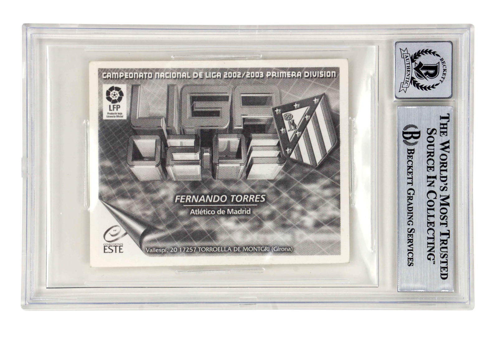 Fernando Torres Signed 2002-03 Panini Colecciones Este Rookie Sticker - BGS 10